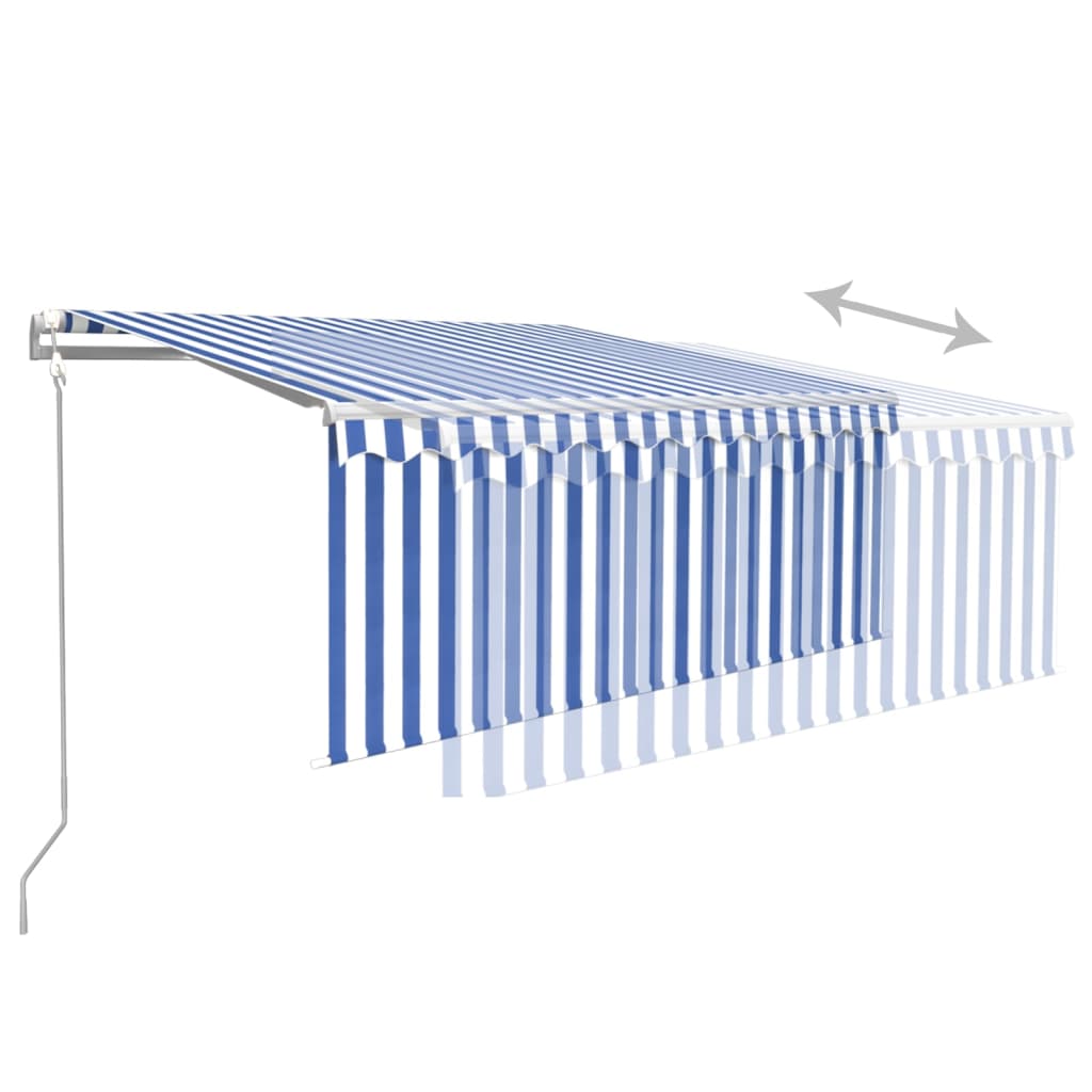 vidaXL Store Banne Motorisé avec Lambrequin 3,5x2,5 m Bleu et Blanc