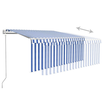 vidaXL Store Banne Motorisé avec Lambrequin 3,5x2,5 m Bleu et Blanc
