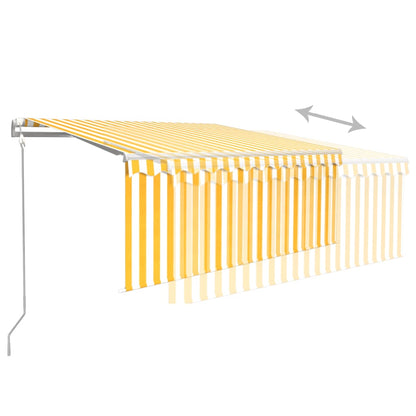 vidaXL Store banne rétractable avec lambrequin 3,5x2,5 m jaune et blanc