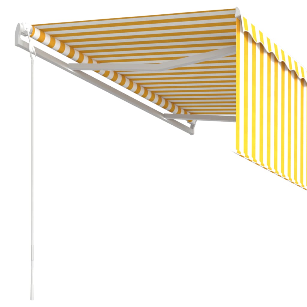 vidaXL Store banne rétractable avec lambrequin 3,5x2,5 m jaune et blanc