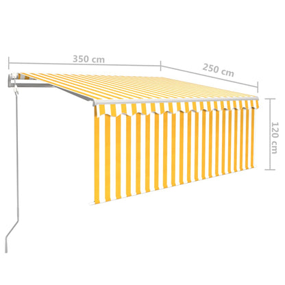 vidaXL Store banne rétractable avec lambrequin 3,5x2,5 m jaune et blanc