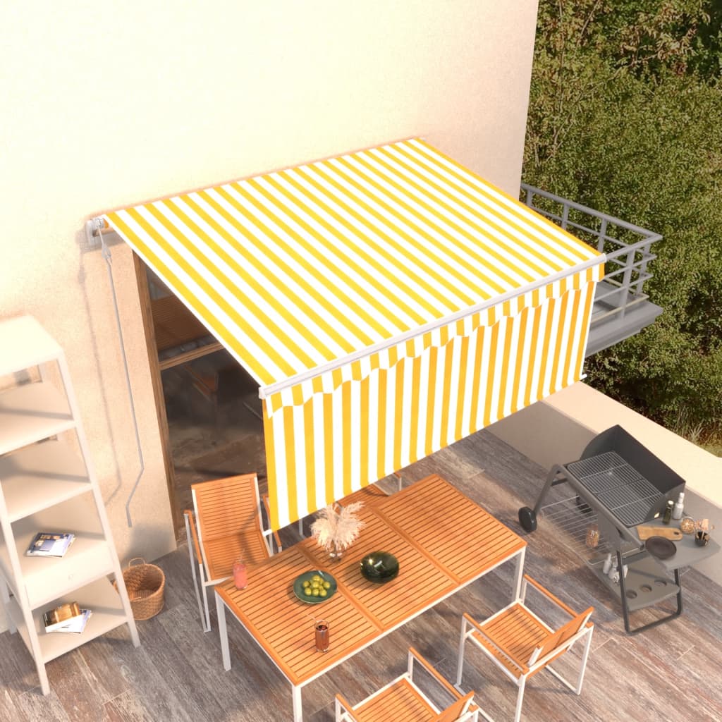 vidaXL Store banne rétractable avec lambrequin 3,5x2,5 m jaune et blanc