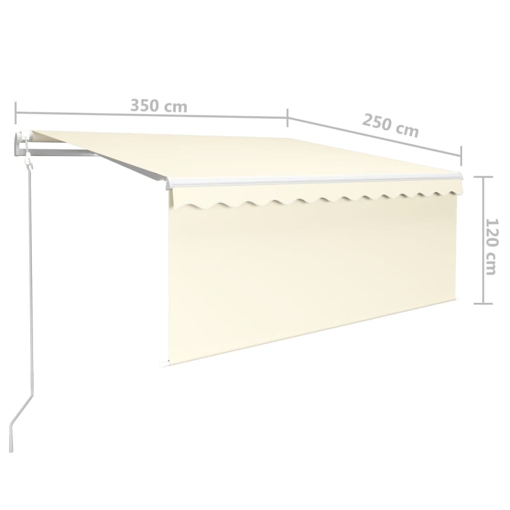 vidaXL Store banne automatique avec lambrequin LED et capteur de vent 3,5x2,5m Crème