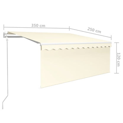 vidaXL Store banne automatique avec lambrequin LED et capteur de vent 3,5x2,5m Crème