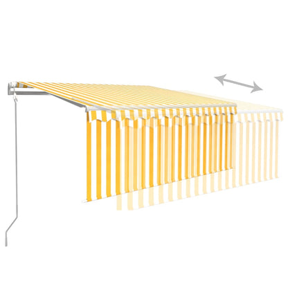 vidaXL Store banne motorisé avec store enrouleur et capteur de vent LED 3,5x2,5 m Jaune et Blanc
