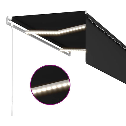 vidaXL Store Banne Automatique avec Store à LED Capteur de Vent 3,5x2,5 m Anthracite