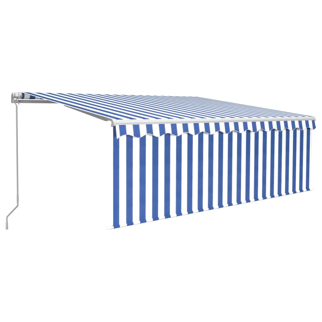 vidaXL Markise Manuell Einziehbar mit Rollo 4x3 m Blau & Weiß