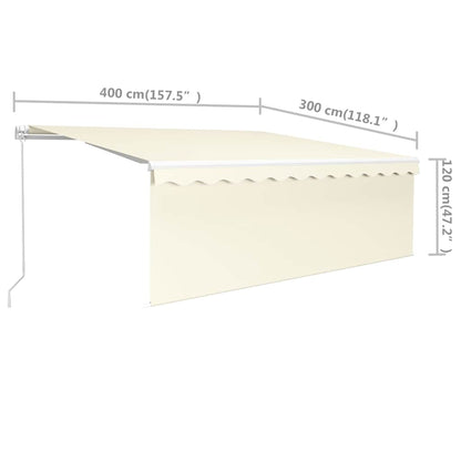 vidaXL Markise Manuell Einziehbar mit Rollo 4x3 m Creme