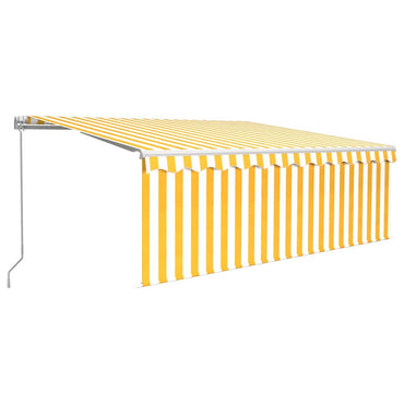 vidaXL Markise Manuell Einziehbar mit Rollo 4x3 m Gelb & Weiß