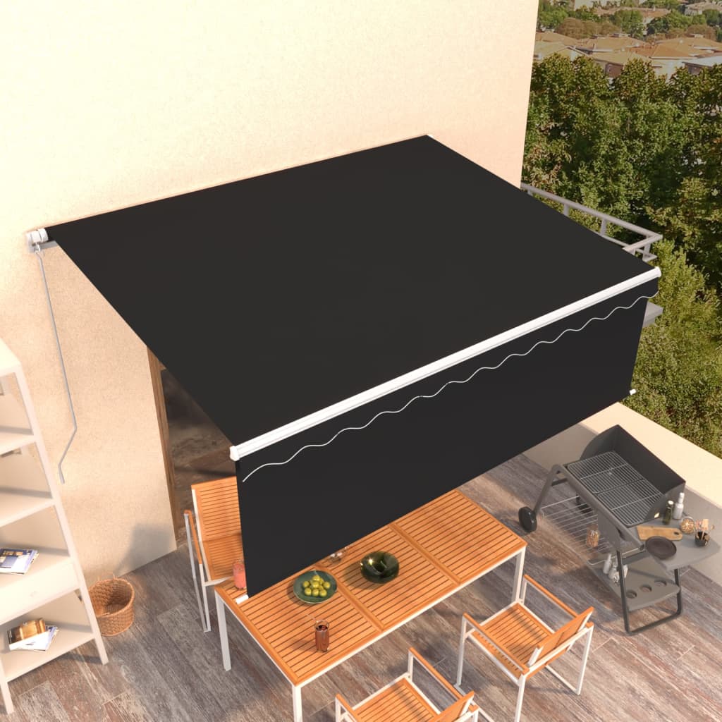 vidaXL Markise Manuell Einziehbar mit Rollo 4x3 m Anthrazit