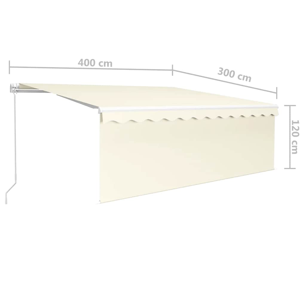 vidaXL Markise Manuell Einziehbar mit Rollo & LED 4x3 m Creme