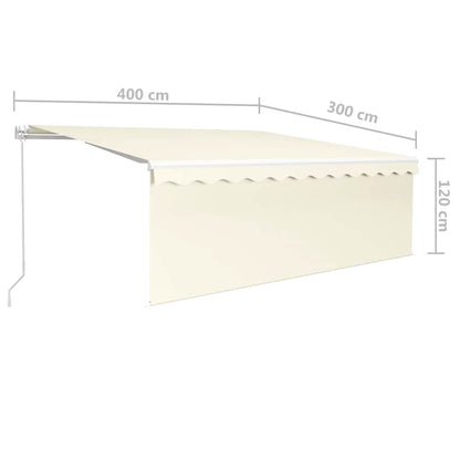 vidaXL Markise Manuell Einziehbar mit Rollo & LED 4x3 m Creme