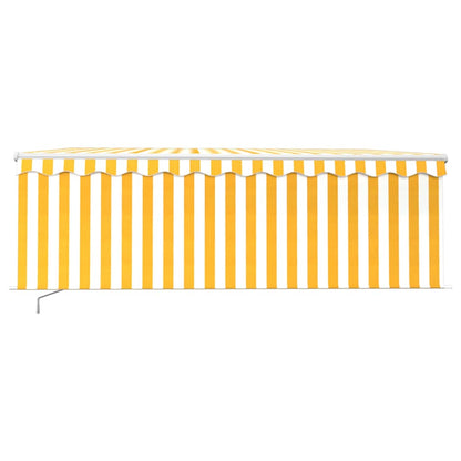 vidaXL Markise Manuell Einziehbar mit Rollo & LED 4x3 m Gelb & Weiß