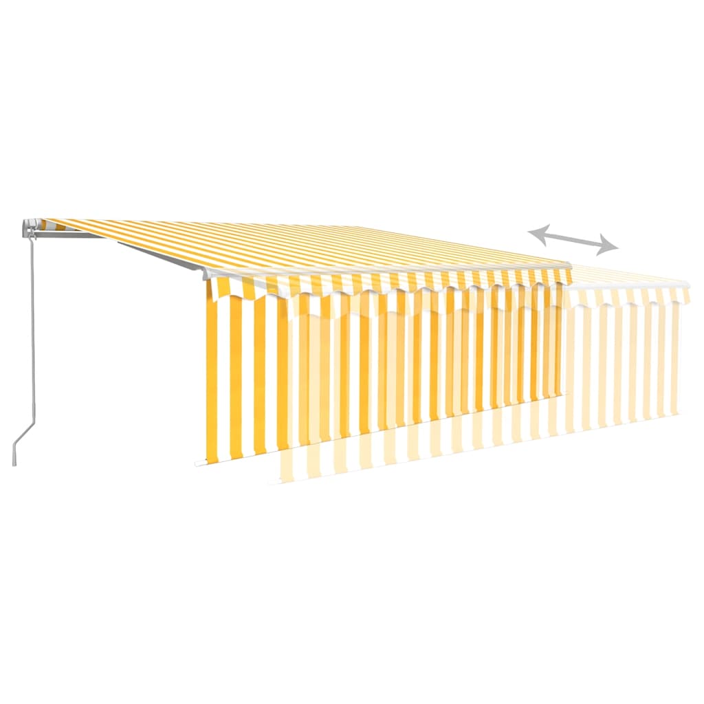 vidaXL Markise Manuell Einziehbar mit Rollo & LED 4x3 m Gelb & Weiß