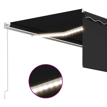 vidaXL Markise Manuell Einziehbar mit Rollo & LED 4x3 m Anthrazit