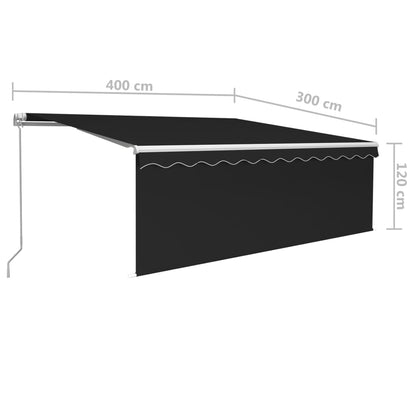 vidaXL Markise Manuell Einziehbar mit Rollo & LED 4x3 m Anthrazit