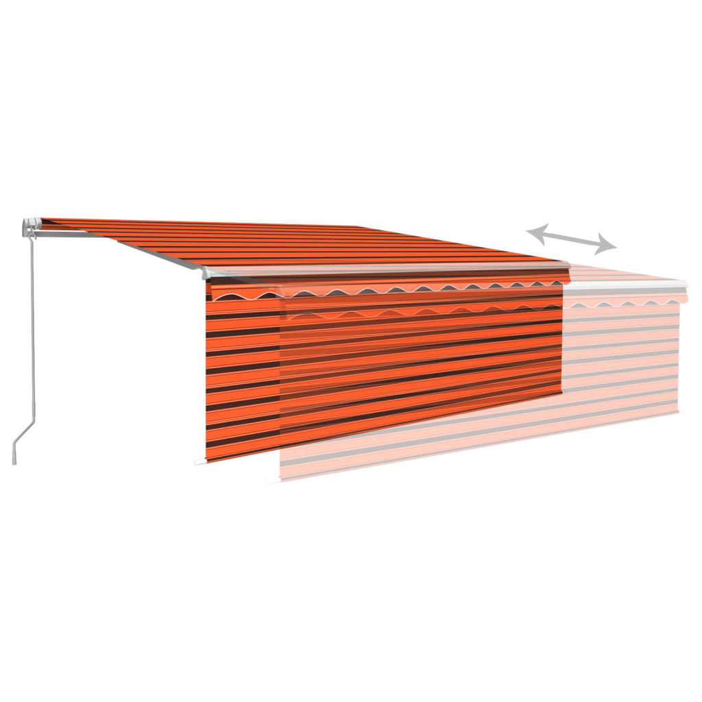 vidaXL Markise Manuell Einziehbar mit Rollo & LED 4x3 m Orange & Braun