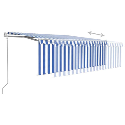 vidaXL Auvent rétractable avec lambrequin 4x3 m Bleu et blanc