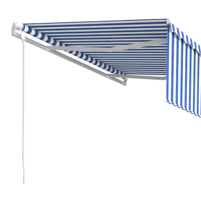 vidaXL Auvent rétractable avec lambrequin 4x3 m Bleu et blanc