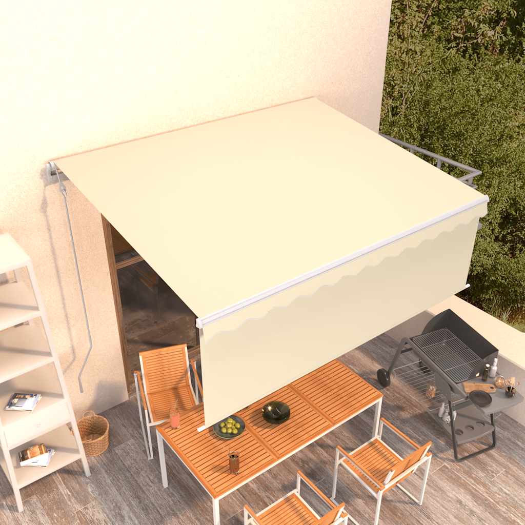 vidaXL Store banne rétractable automatique avec lambrequin 4x3 m Crème