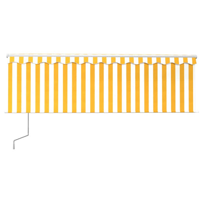 vidaXL Auvent rétractable automatique avec lambrequin 4x3 m Jaune et blanc