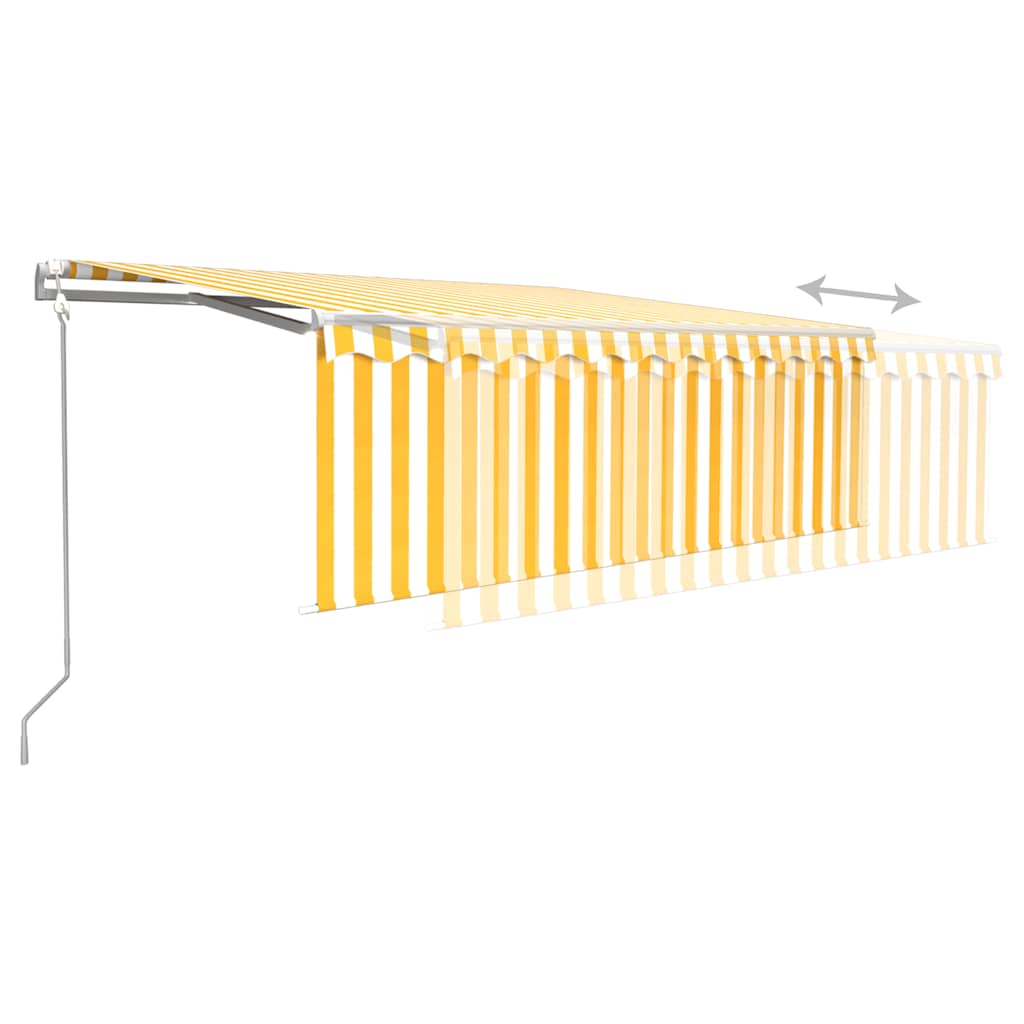 vidaXL Auvent rétractable automatique avec lambrequin 4x3 m Jaune et blanc