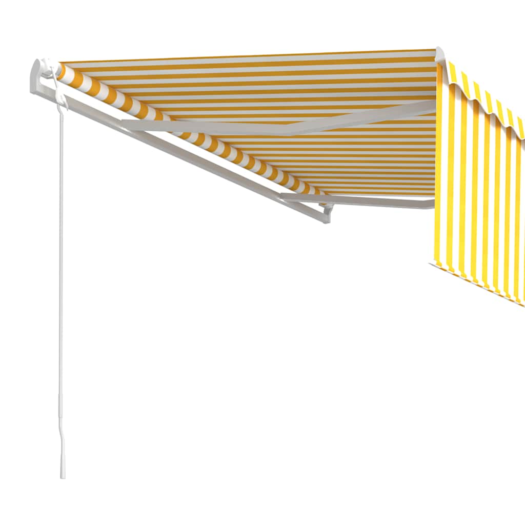 vidaXL Auvent rétractable automatique avec lambrequin 4x3 m Jaune et blanc