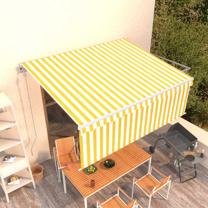 vidaXL Auvent rétractable automatique avec lambrequin 4x3 m Jaune et blanc