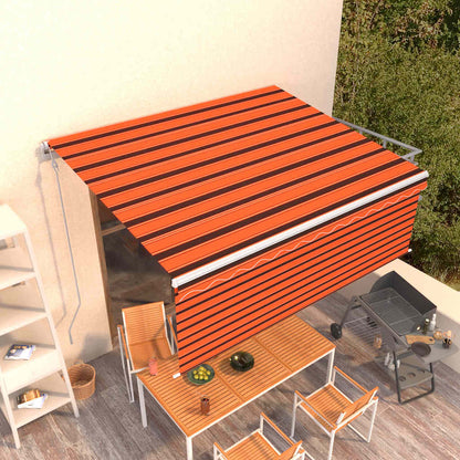 vidaXL Markise Automatisch Einziehbar mit Volant 4x3m Orange und Braun