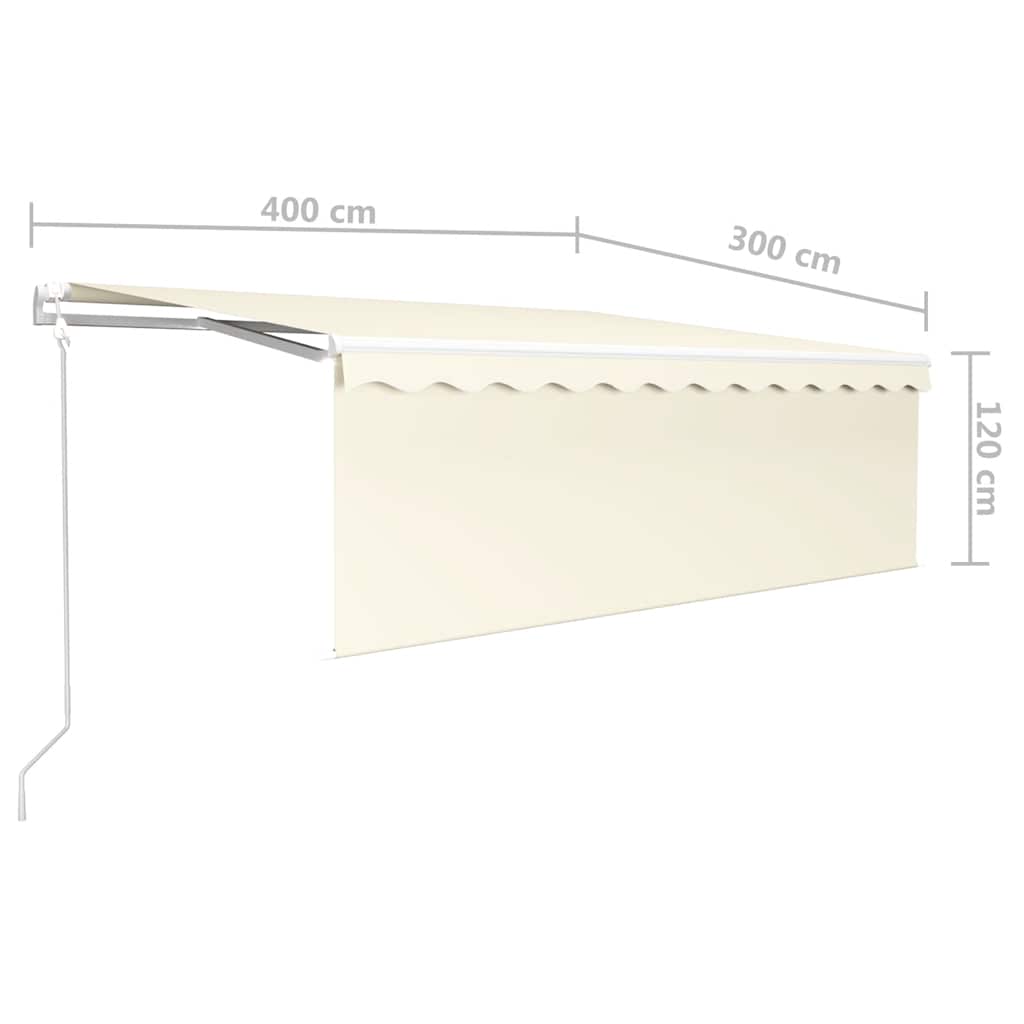 vidaXL Markise Automatisch mit Rollo LED Windsensor 4x3 m Creme