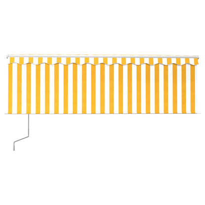 vidaXL Markise Automatisch mit Rollo LED Windsensor 4x3m Gelb Weiß