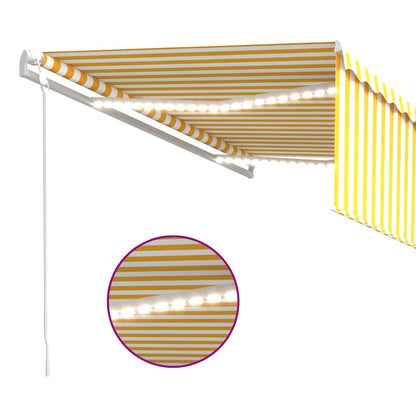vidaXL Markise Automatisch mit Rollo LED Windsensor 4x3m Gelb Weiß