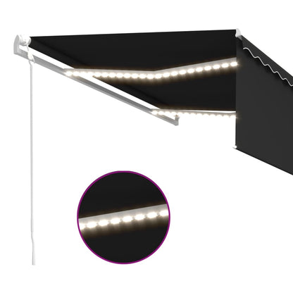 vidaXL Markise Automatisch mit Rollo LED Windsensor 4x3 m Anthrazit