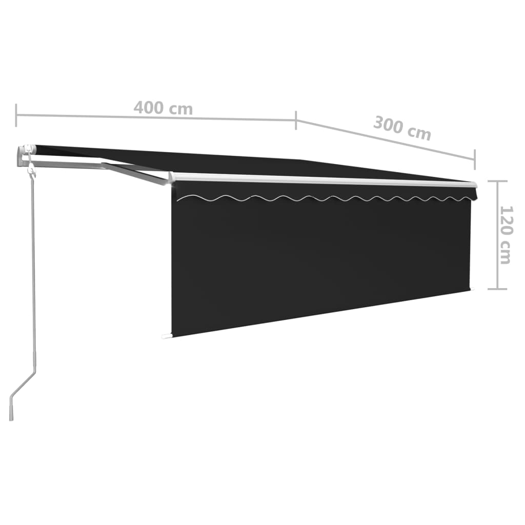 vidaXL Markise Automatisch mit Rollo LED Windsensor 4x3 m Anthrazit