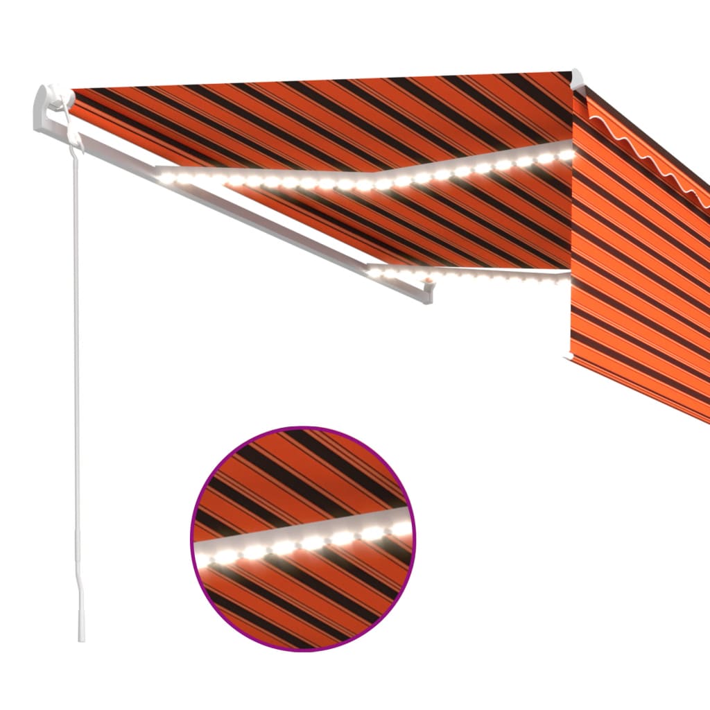 vidaXL Markise Automatisch mit Rollo LED Windsensor 4x3 m Orange Braun