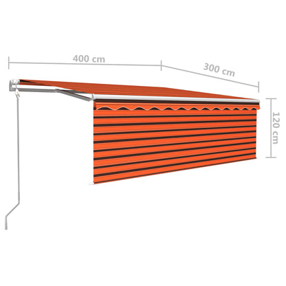 vidaXL Markise Automatisch mit Rollo LED Windsensor 4x3 m Orange Braun