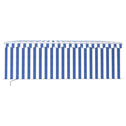 vidaXL Markise Manuell Einziehbar mit Rollo 4,5x3 m Blau & Weiß