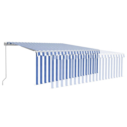 vidaXL Markise Manuell Einziehbar mit Rollo 4,5x3 m Blau & Weiß