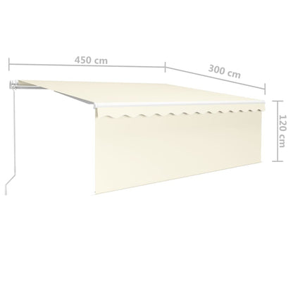 vidaXL Markise Manuell Einziehbar mit Rollo 4,5x3 m Creme