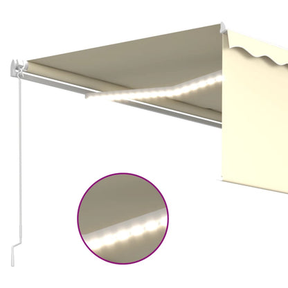 vidaXL Markise Manuell Einziehbar mit Rollo & LED 4,5x3 m Creme