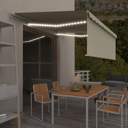 vidaXL Markise Manuell Einziehbar mit Rollo & LED 4,5x3 m Creme