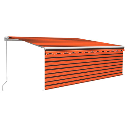 vidaXL Markise Manuell Einziehbar mit Rollo & LED 4,5x3 m Orange Braun