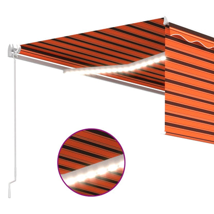 vidaXL Markise Manuell Einziehbar mit Rollo & LED 4,5x3 m Orange Braun