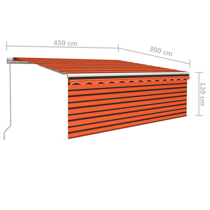 vidaXL Markise Manuell Einziehbar mit Rollo & LED 4,5x3 m Orange Braun
