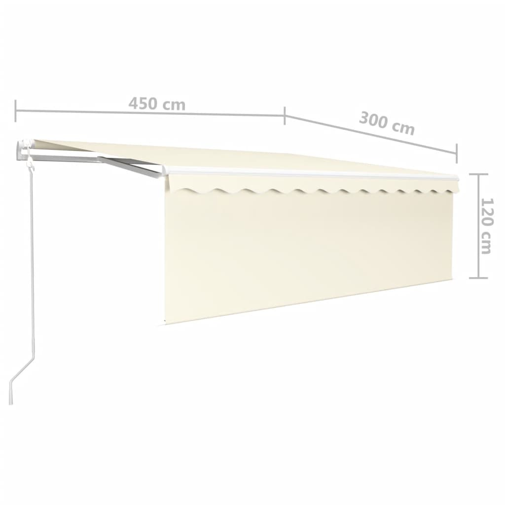 vidaXL Markise Automatisch Einziehbar mit Volant 4,5x3 m Creme