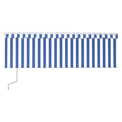 vidaXL Markise Automatisch mit Rollo LED Windsensor 4,5x3m Blau Weiß