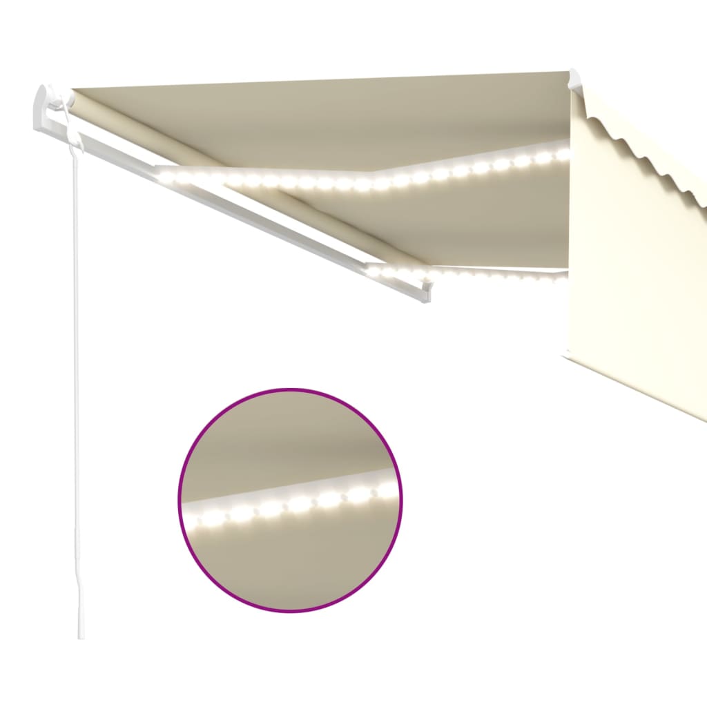 vidaXL Markise Automatisch mit Rollo LED Windsensor 4,5x3 m Creme