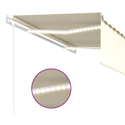 vidaXL Markise Automatisch mit Rollo LED Windsensor 4,5x3 m Creme