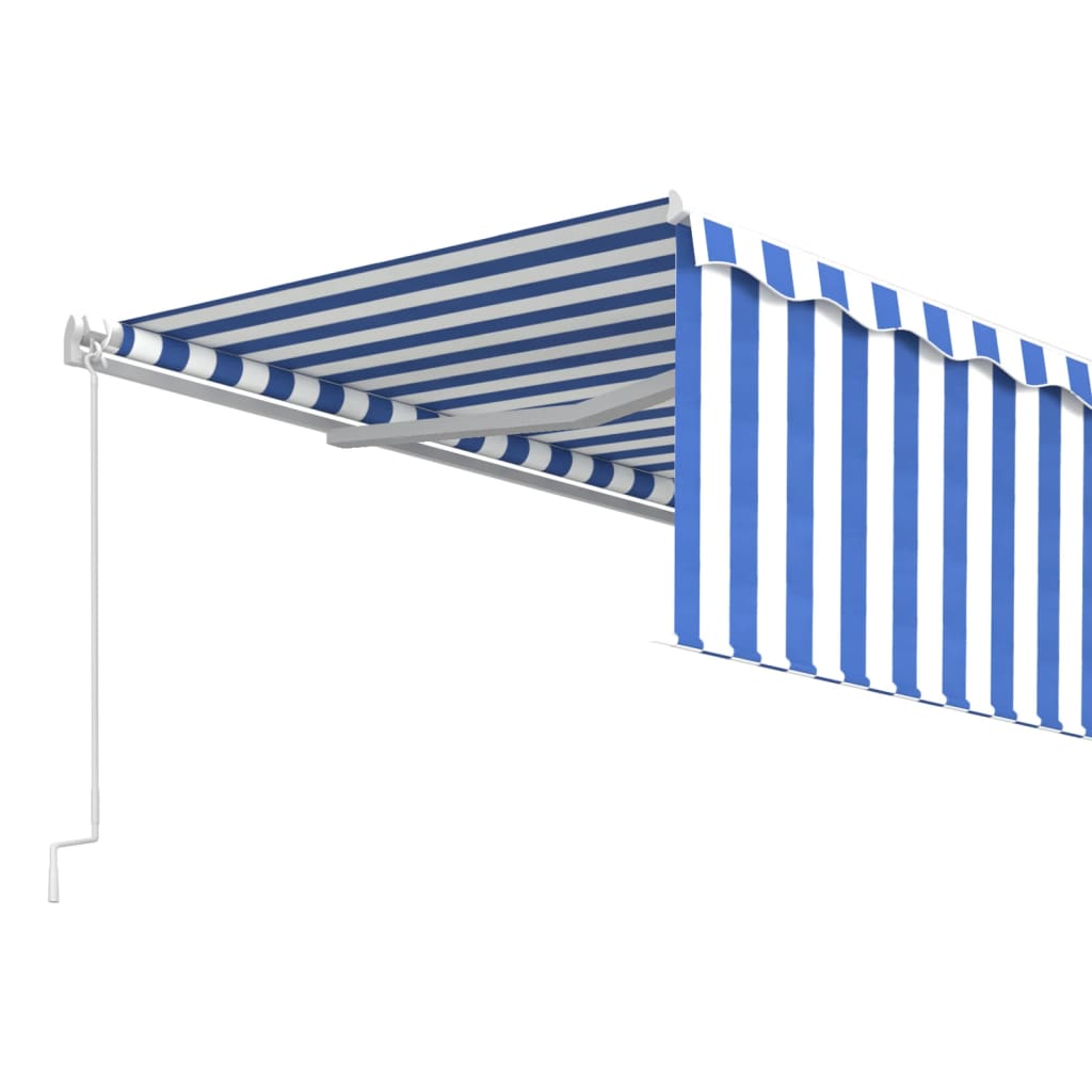 vidaXL Markise Manuell Einziehbar mit Rollo 5x3 m Blau und Weiß