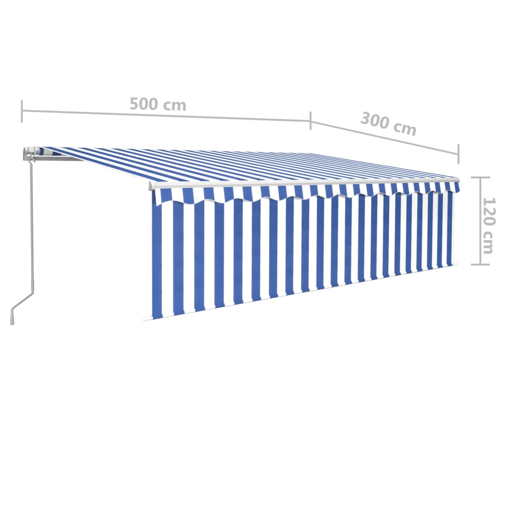 vidaXL Markise Manuell Einziehbar mit Rollo 5x3 m Blau und Weiß
